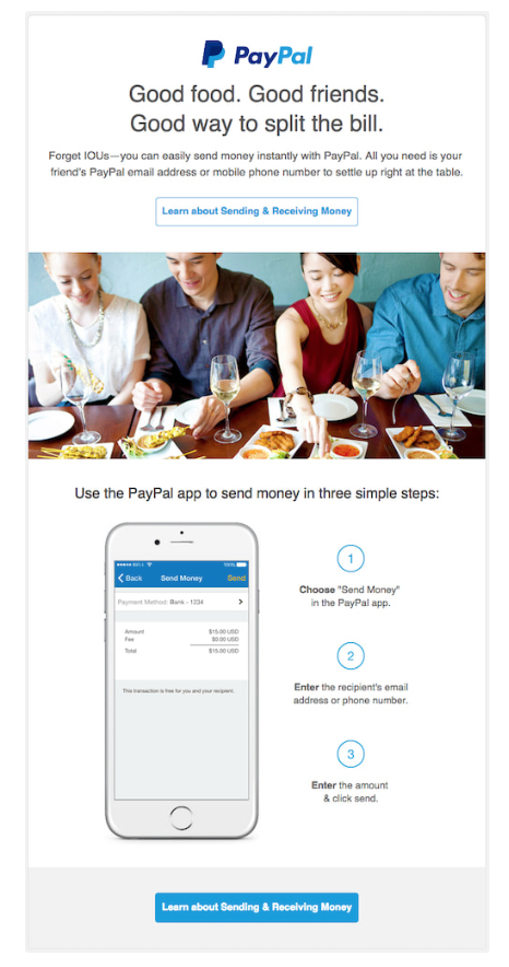 Email example from PayPal